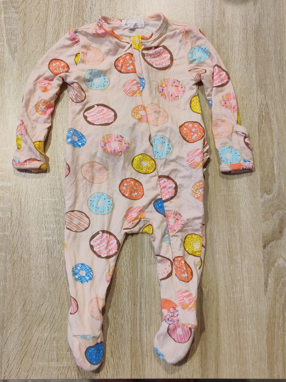 Angel Dear Pink Donut Print Footed One-Piece 0-3mo